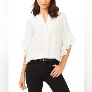 Vince Camuto Women's Ruffle Sleeve Henley Blouse